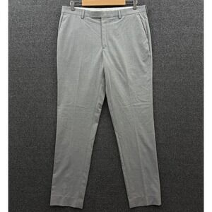 Reiss Pants‎ Mens 34x32 Gray White Micro Houndstooth Pleated Stretch Trousers